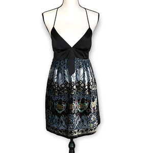 Single Dress Y2K Silky Empire Waist Halter Dress Small Babydoll Velvet Cocktails